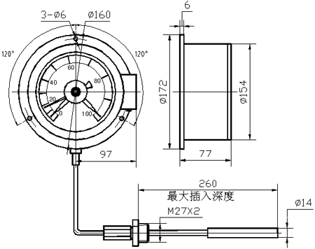 WTZ-288、WTQ-288 電接點(diǎn)壓力式溫度計(jì)